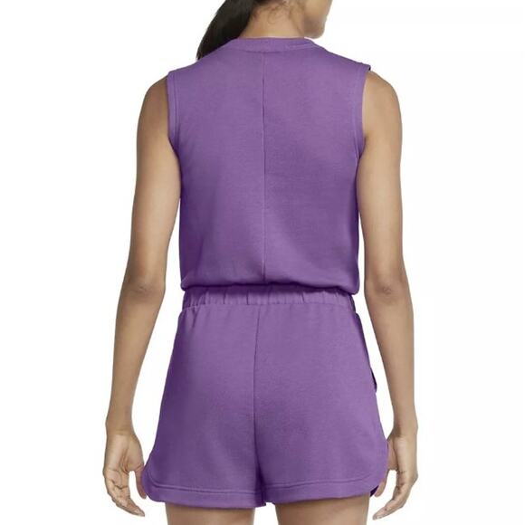 Nike Womens Varsity Shorts Romper Plus 3X Stretch Cotton Terry‎ Purple Nebula - Picture 2 of 12